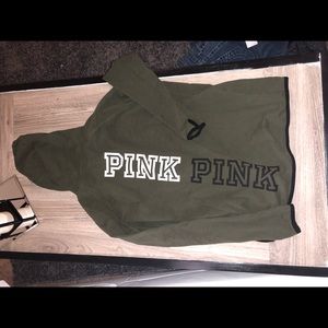 PINK by Victoria’s Secret army green zip up hoodie